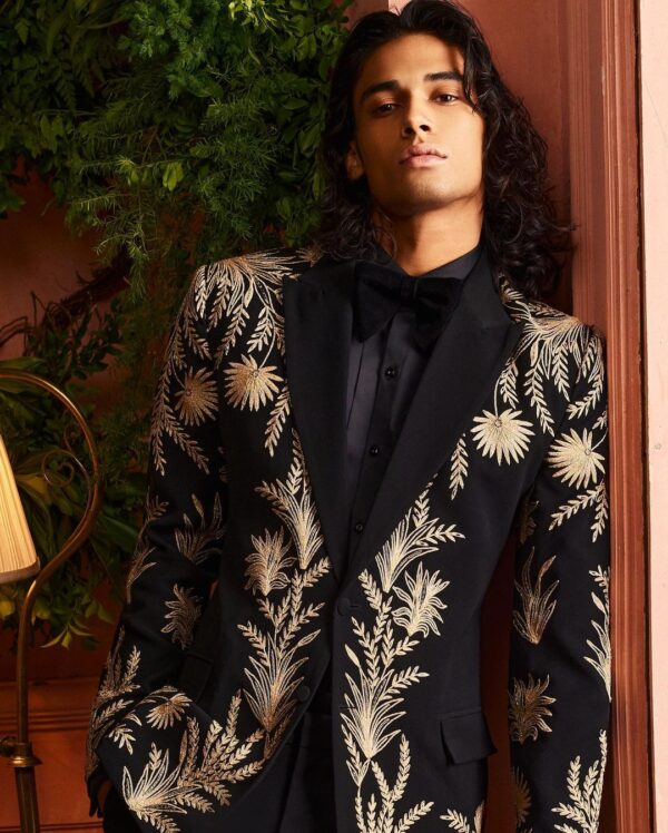 black designer tuxedo suit