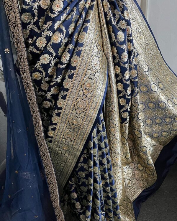 designer banarasi saree with stone work