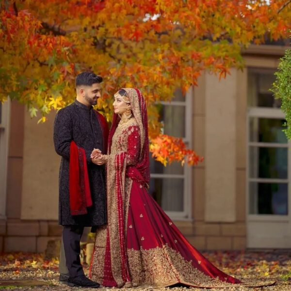 Red lehenga with embroidery