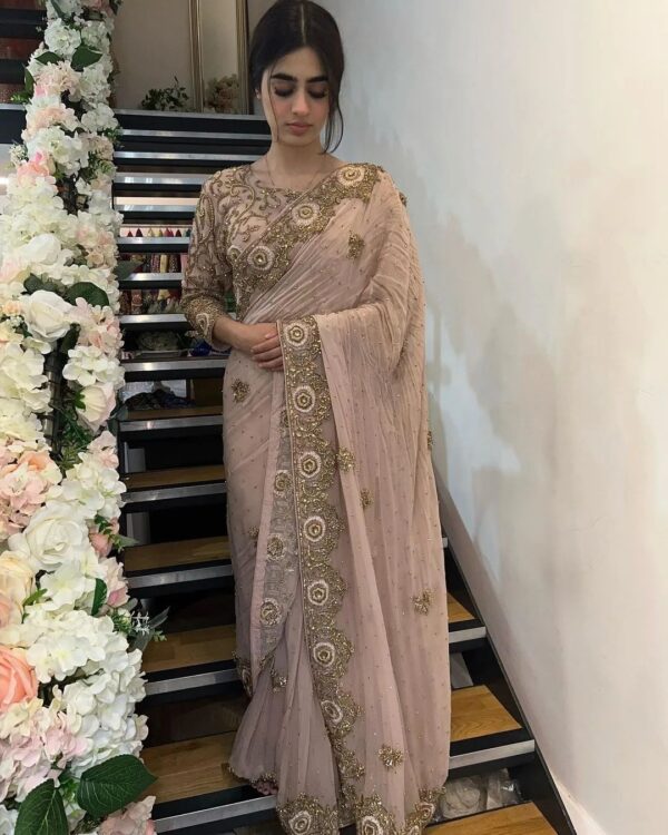 Designer wedding saree with embroidery