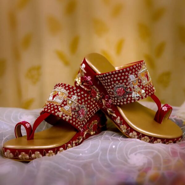 designer wedding wedge with embroidery