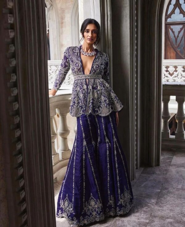 Designer Purple garara with peplum