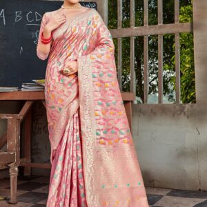 Peach designer Banarasi saree designer