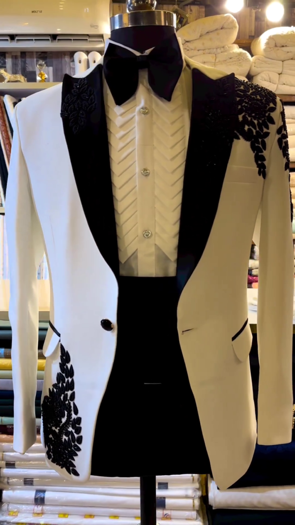 Designer white tuxedo suit