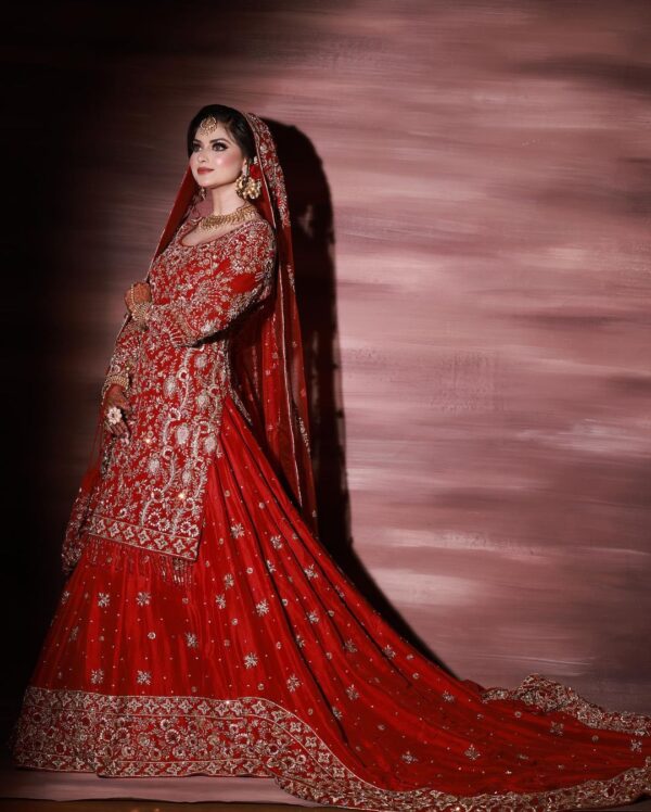 Designer Red bridal lehnga with kameez