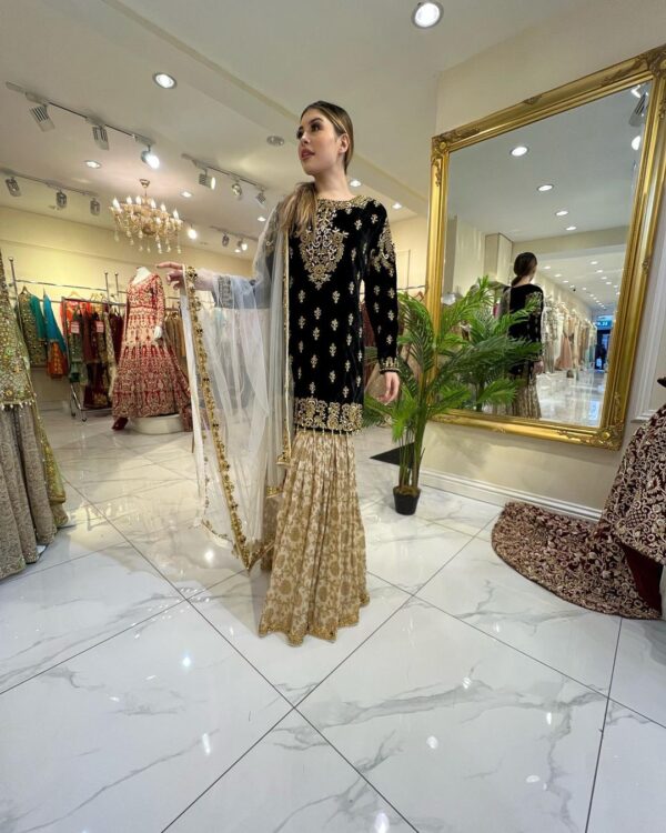 Designer balck kameez with handwork