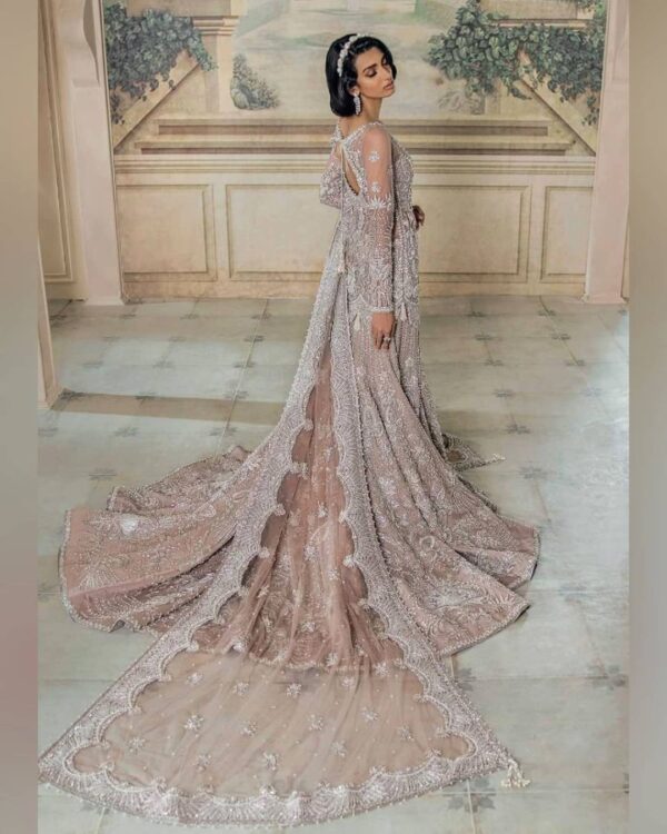 designer wedding long trial lehenga with kameez