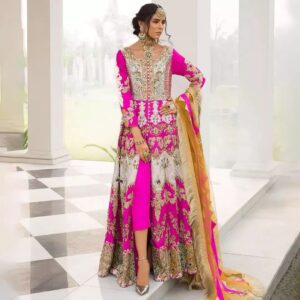 Pink designer anarkali with pant