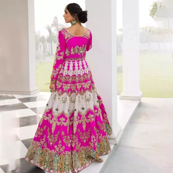 Pink designer long split anarkali with lehenga