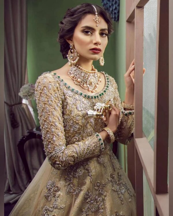 Designer embroidered gown