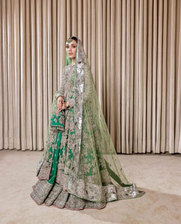Designer wedding split anarkali with lehenga