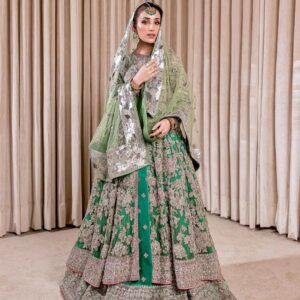 Designer Green split anarkali with lehenga