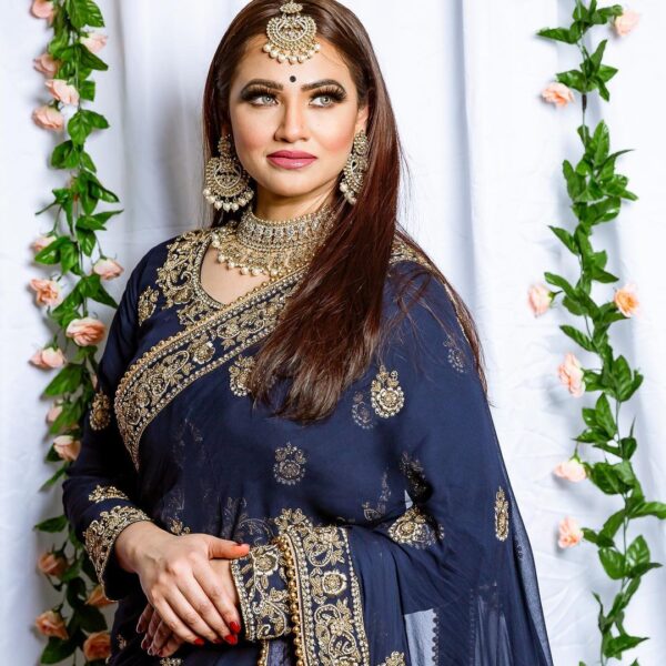 Designer blue saree