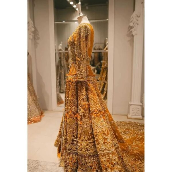 wedding long trail anarkali with lehenga
