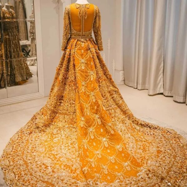 designer wedding long trail anarkali with lehenga