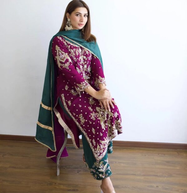 Designer palazzo with embroidered kurti