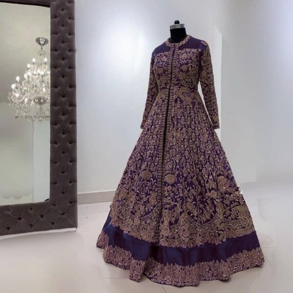 Designer blue anarkali with lehenga