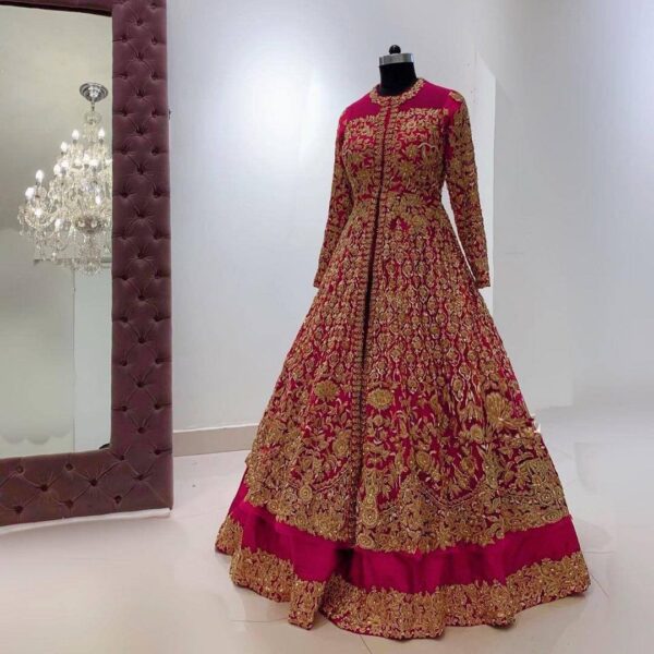 Designer bridal anarkali with lehenga