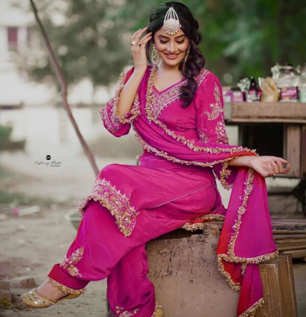 Pink designer salwar kameez with embroidery