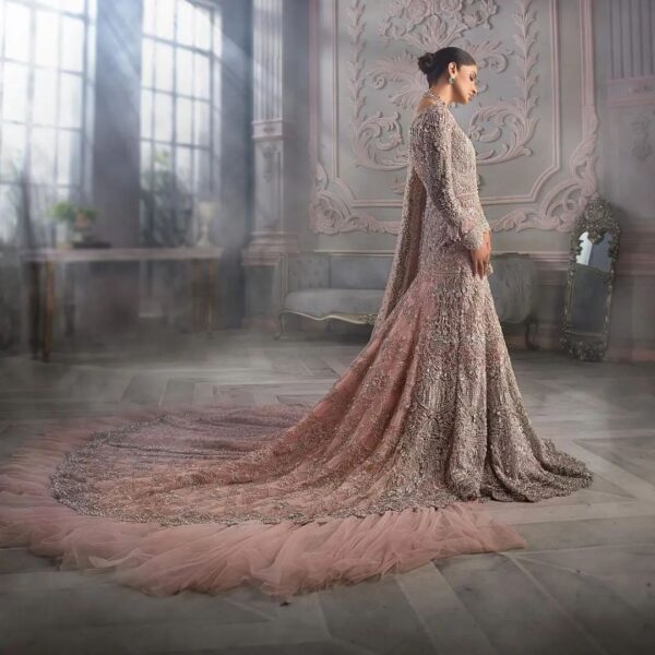 Pakistani wedding long trail gown