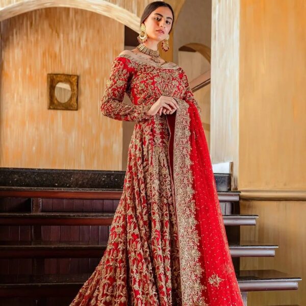 Designer wedding long trail gown