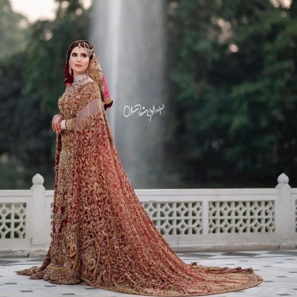 Designer wedding long trail anarkali with embrodiery