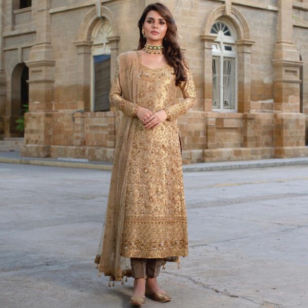 Designer embroidered kameez with pant