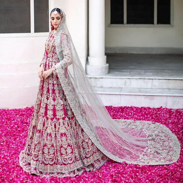 Designer wedding anarkali with lehenga