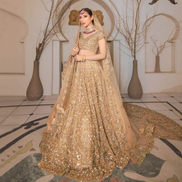 Designer wedding long trail lehenga with embroidery