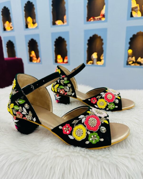 designer black velvet with embroidery