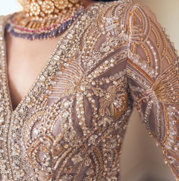 designer embroidered gown