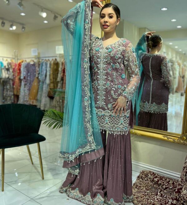 designer Partywear garara with embroidery