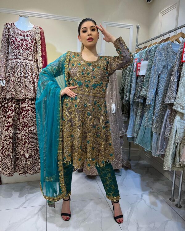 embroidered peplum with pant