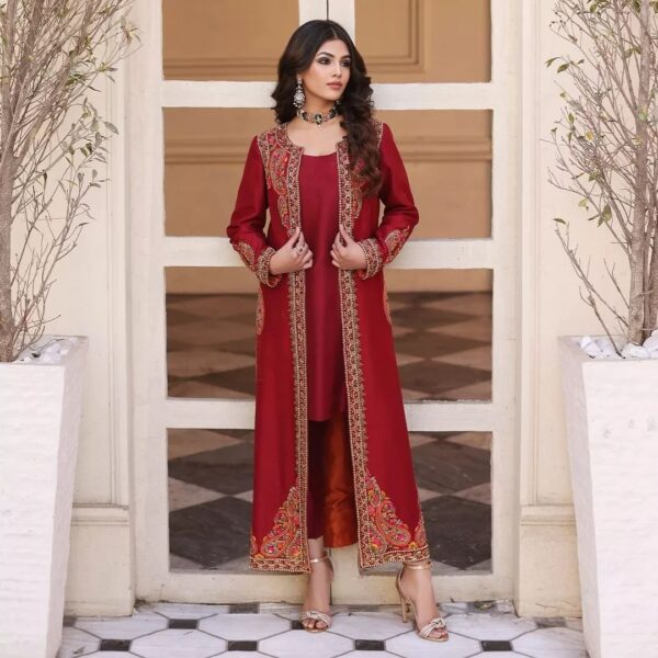 long embroidered jacket with pant