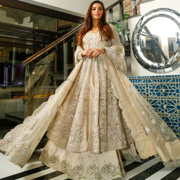Designer wedding anarkali with lehenga