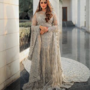 Pakistani wedding long trial gown