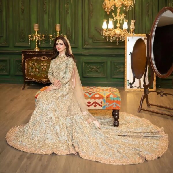 Designer wedding gown with embroidery