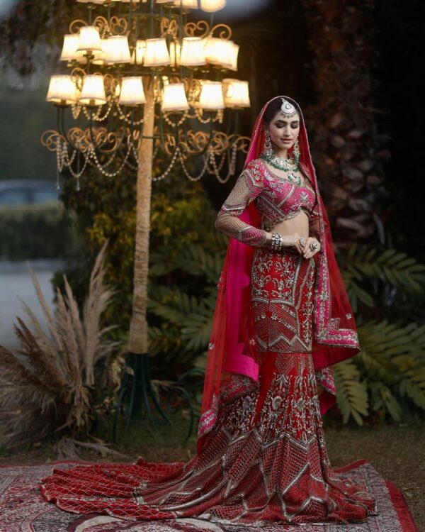 Designer wedding long trail mermaid lehenga with choli