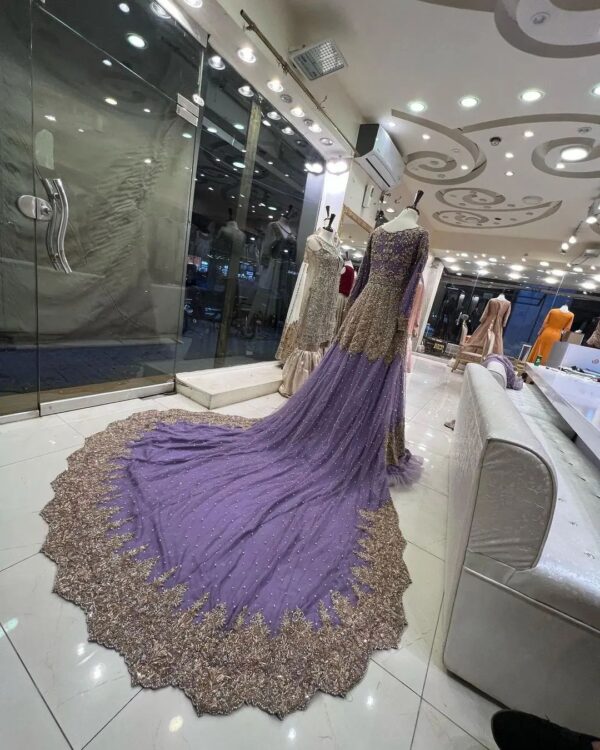 Designer wedding long trail gown