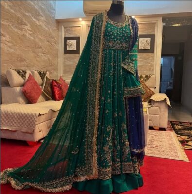 Pakistani Embroidered Suit of the Season Teal and Pink Pakistani Embroidered Suit of the Season Teal and Pink