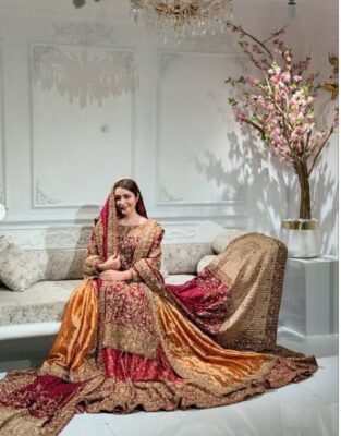 Luxury Designer Gold Bridal Lehenga Choli with red embroidered kameez Luxury Designer Gold Bridal Lehenga Choli with red embroidered kameez