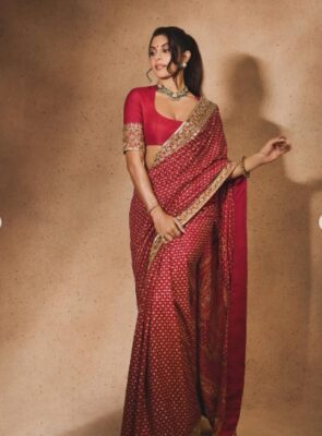 Jacqueline Fernandez Red Saree Bollywood Jacqueline Fernandez Red Saree Bollywood