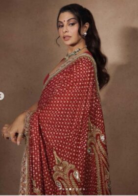 Jacqueline Fernandez Red Saree Jacqueline Fernandez Red Saree