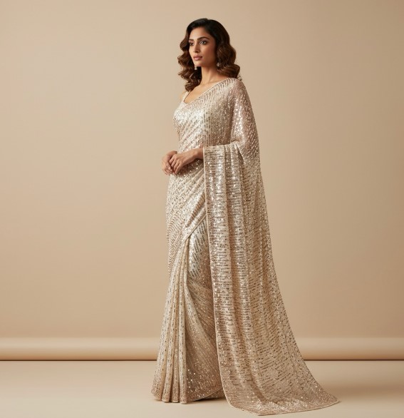 bridal reception saree
elegant partywear saree