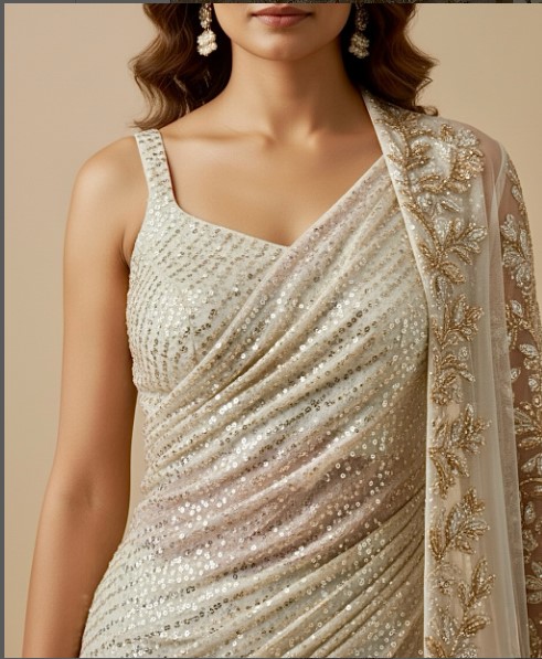 embroidered net saree
trending wedding saree