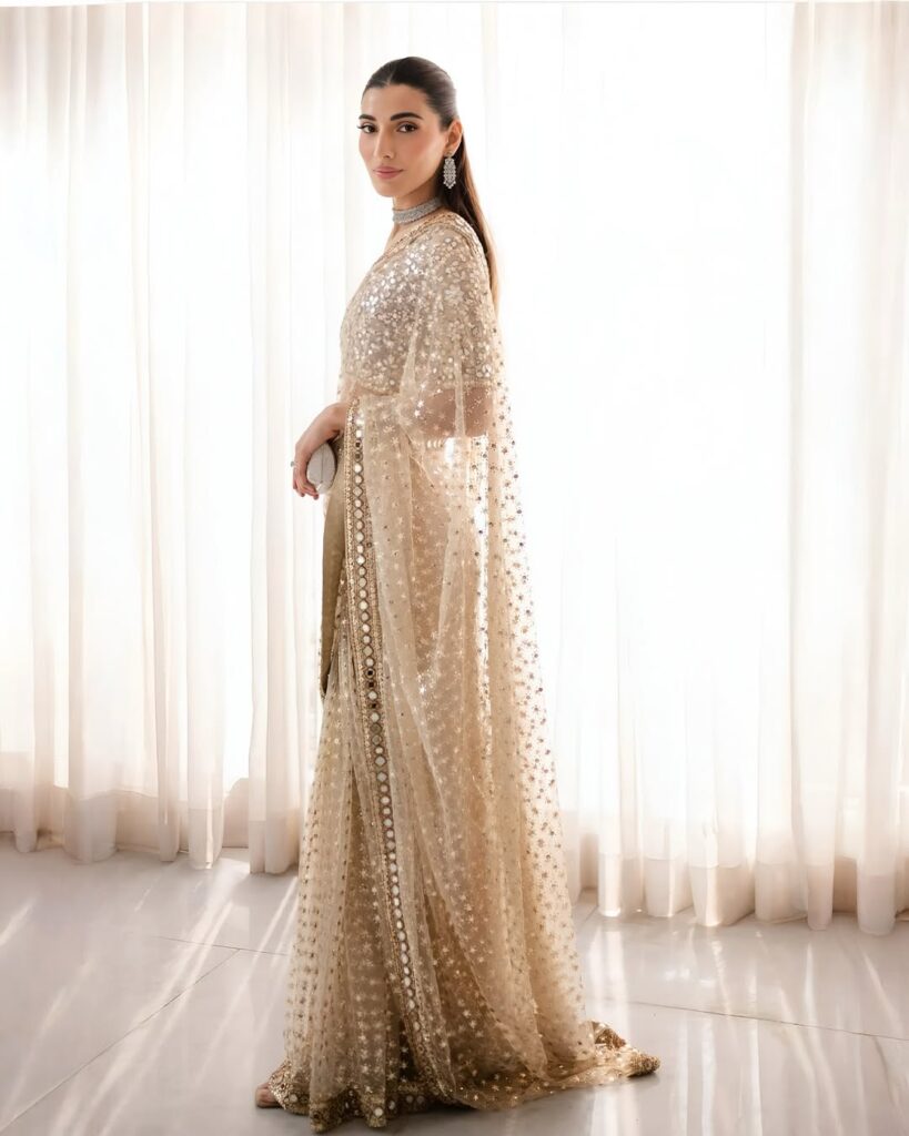 gold mirror work saree
designer golden sequin saree