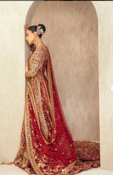 Pakistani bridal lehenga ront cut long Pakistani anarkali