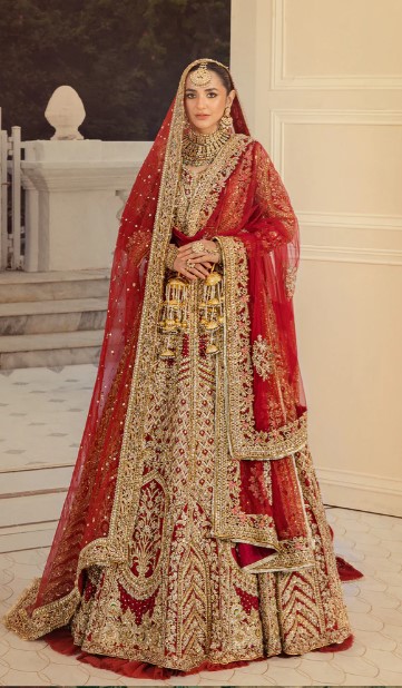 Traditional ethnic bridal couture
Pakistani bridal lehenga red