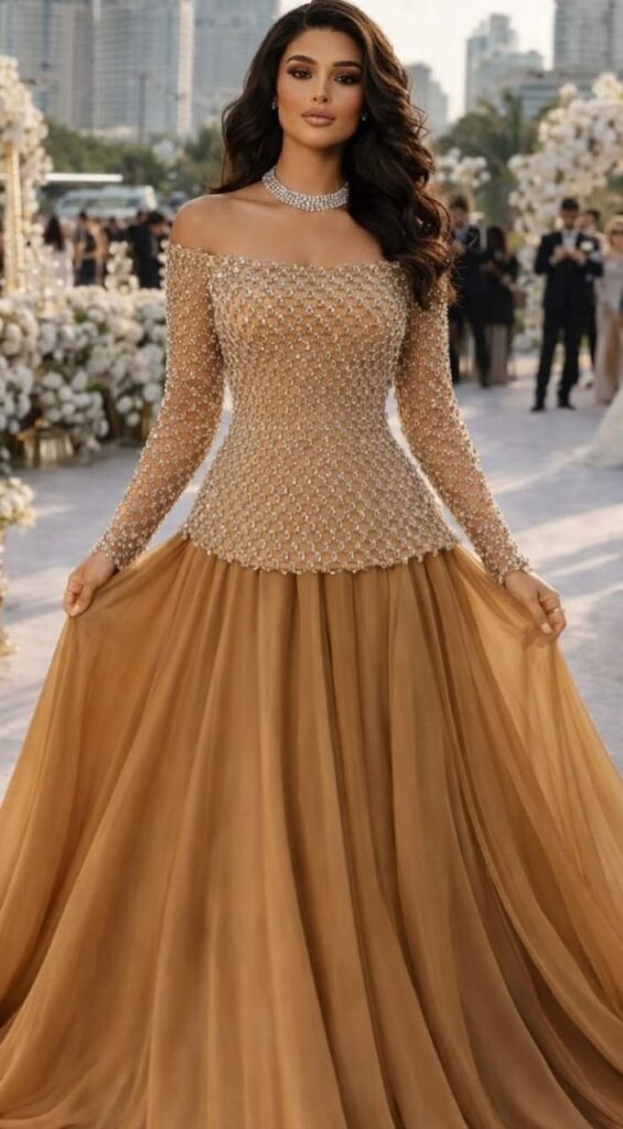 long trail wedding dress
modern bridal gown