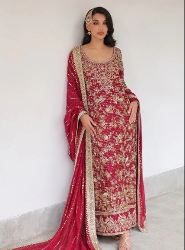 Red Long Pakistani Style Long Kameez Perfect for bridal wear 1 Pakistani Long Kameez Suit
Red Bridal Pakistani Suit,